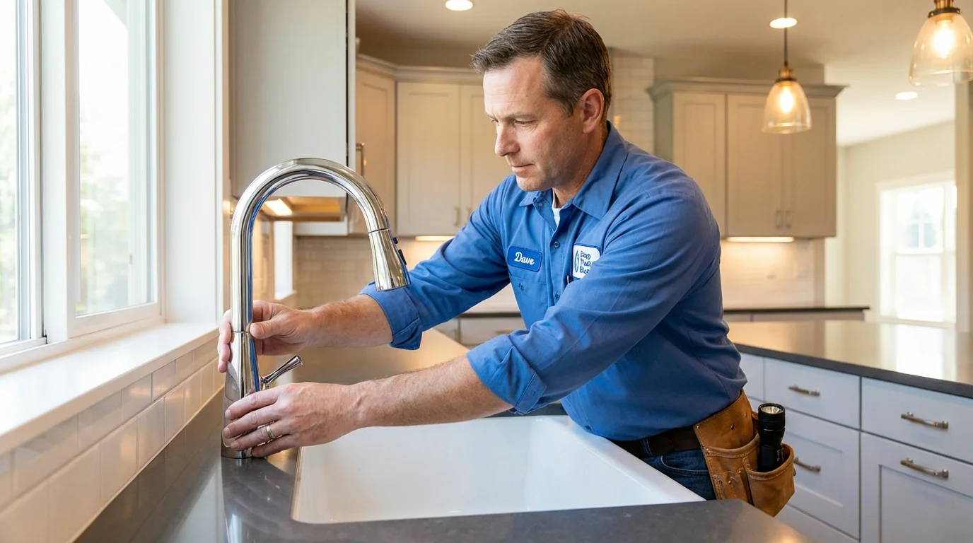 Kitchen faucet installation by Johns Plumbing LLC in Williamsburg